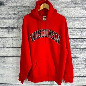 Vintage Fruit Of The Loom Heavy Wisconsin University NCAA Pullover Hoodie XL